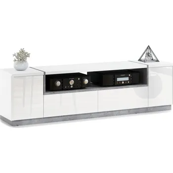 Televizní stolek FOLK RTV-185 Skříňka Bílý Lesk/Mat + Beton Millennium - MODERNÍ DO OBÝVACÍHO POKOJE 0