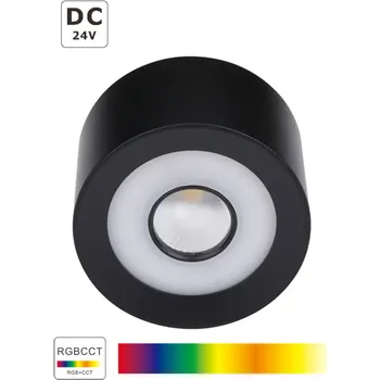 Bodové svítidlo Ledshopik Přisazené LED bodové svítidlo RGBCCT | DC24V | 8W | Ø86mm | kruhové | černé |