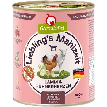 Krmivo pro psa GranataPet Liebling’s Mahlzeit jehněčí maso a kuřecí srdce 6× 800 g