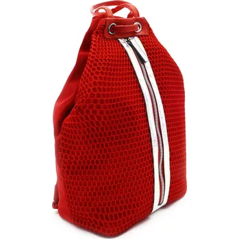 Městský batoh Červený moderní zipový dámský batoh Kilie