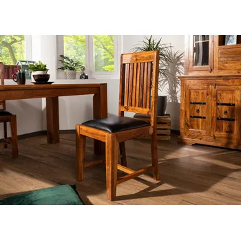 CAMBRIDGE HONEY Jídelní židle čalouněná - černá, akácie