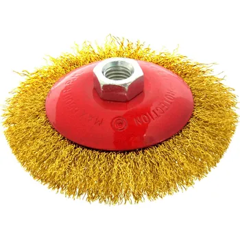 Brusný kartáč Drátěný kartáč mosazný na brusku 115mm M14, Geko G00600