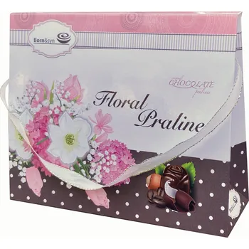 Bonboniéra Bonboniéra taštička 150 g FLORAL PRALINES - výběr pralinek (pralinky / s lískooříškovým, kokosovým a čokoládovým krémem)