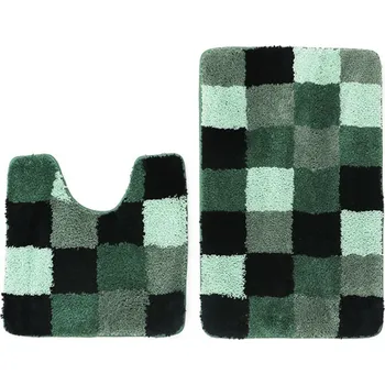 Koupelnová předložka Luana Předložka koupelnová 2-dílná sada 50x80cm/50x50cm výkroj, kostky zelená