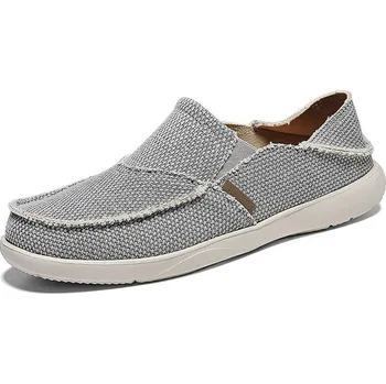 Pánské mokasíny Letní plátěné boty pánské pohodlné džínové loafers Barva: Šedá, Velikost: 46