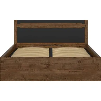 Postel Brwcz RUSO LOZ/160/B dub april/černý mat S ROŠTEM BEZ MATRACE / 3BAL /