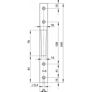 WILKA Protikus 9513 hlavního zámku, 24x3x240mm, nerez matná