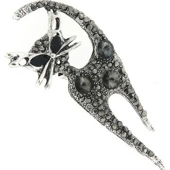 Brož Brož - kočička s velkými broušenými kameny, černé barvy 9001685-2