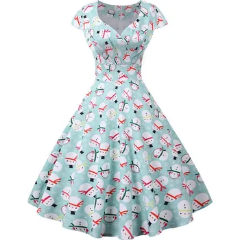 Dámské šaty JwC Fashion šaty s vánočním vzorem a obálkovým výstřihem 1515-007 S