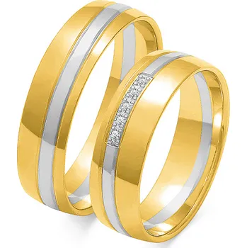 Prsten SOFIA zlatý dámský snubní prsten ZSOE-206WYG+WG-DIA