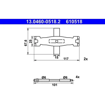 Brzdový komplet ATE Sada příslušenství, obložení kotoučové brzdy 13.0460-0518.2