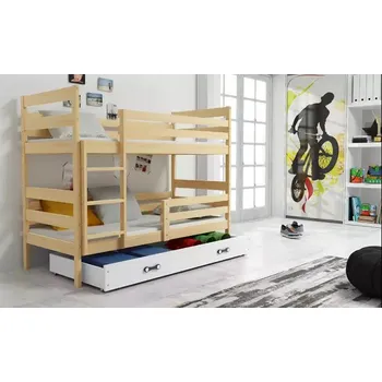 Dětská postel Nábytek PEGAS s.r.o. Dětská patrová postel ERYK se šuplíkem 90x200 cm, bez matrace, Přírodní/Bílá