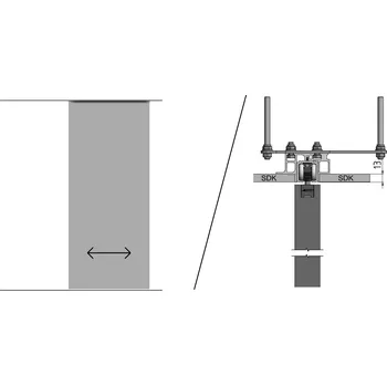 Nábytek JAP Jednokolejnicový posuv do stropu skrytý PREMIUM - podhled z obou stran - Barva šířka průchodu/ délka kolejnice: 75/ 165 cm, typ kotvení: na závitové tyče
