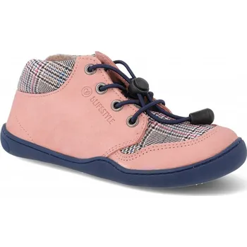 Dívčí zimní obuv Barefoot dětské kotníkové boty Blifestyle - Tapir nubuk růžové Velikost: 25