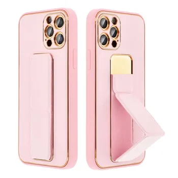 Pouzdro na mobilní telefon Forcell Leather Case Kickstand pro Apple iPhone 14 Max růžové