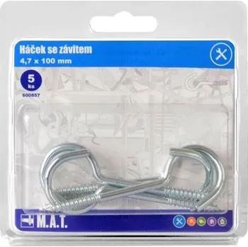 Nábytkové kování Háček se závitem 100x4,7mm Zn (5ks)