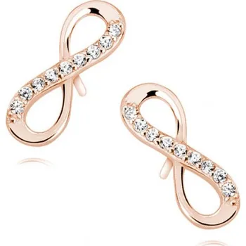 Náušnice Lafira růžově pozlacené stříbrné náušnice Nekonečno Crystal Z1107RG (puzety)