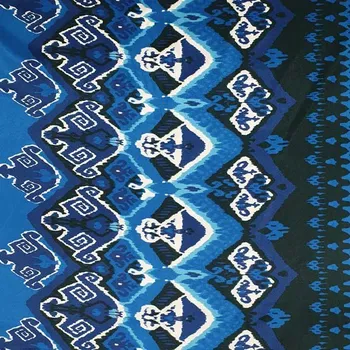 Satén 12360 modrý vzor, š.145