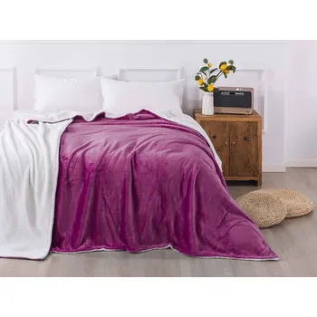 Bytový textil XPOSE® Mikroplyšová deka Exclusive s beránkem - borůvková 140x200 cm, Mikroplyš s beránkem + Prodloužená možnost vrácení zboží do 50 dnů