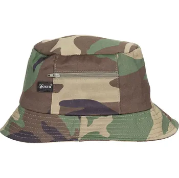 Pokrývka hlavy MFH Klobouk Fisher rybářský s kapsou lesní maskování Woodland MFH® Adventure 10653T Velikost: 61/XL