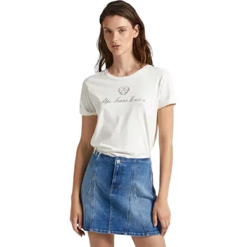 Dámské tričko PEPE JEANS DÁMSKÉ TRIČKO T-SHIRT VIVIAN FUTURE ECRU PL505706 808 Velikost: M