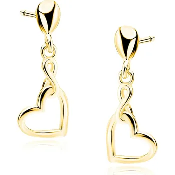Náušnice Lafira pozlacené stříbrné náušnice Infinity Heart Z1842G (puzety)