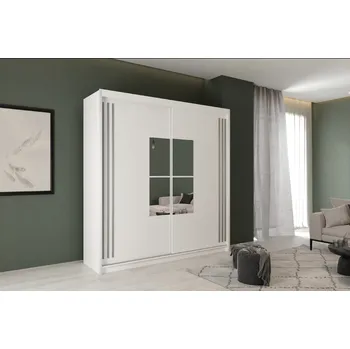 Šatní skříň ARK Šatní skříň IKING, Bílá/Šedá 203 cm