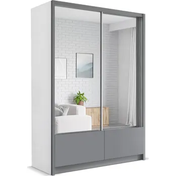 Šatní skříň ARK Šatní skříň LINDA, Bílá/Šedá 150 cm
