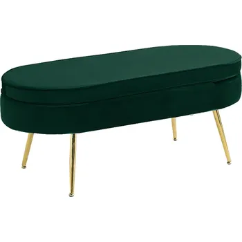 Taburet Tempo Kondela Luxusní taburet, smaragdová Velvet látka / chrom zlatý, Art-deco, NOBLIN TABURET TYP 2