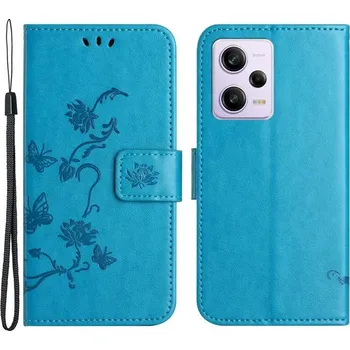 Pouzdro na mobilní telefon Flower knížkové pouzdro na Xiaomi Redmi Note 12 5G/Poco X5 5G - modré