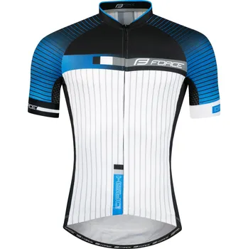 cyklistický dres Dres FORCE DASH krátký rukáv, modro-černo-bílý