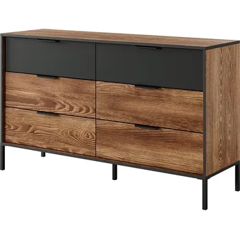 Komoda MILTON l | komoda 6S | 137,3 cm | kaštan/antracit