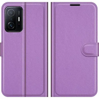 Pouzdro na mobilní telefon Litchi PU kožené peněženkové pouzdro na mobil Xiaomi 11T/11T Pro - fialové