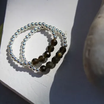 Prsten Prstýnkárna Korálkový prsten záhněda se stříbrem AG 925 Velikost prstenu: 6-8 (51/58)