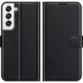 Pouzdro na mobilní telefon Litchi PU kožené peněženkové pouzdro na mobil Samsung Galaxy S22 5G - černé