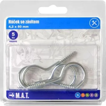 Nábytkové kování Háček se závitem 80x4,2mm Zn (5ks)