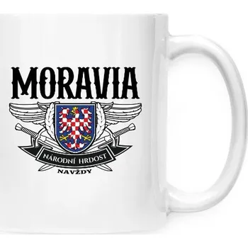 Hrnek malý bílý s potiskem Moravia-národní hrdost-hrneček