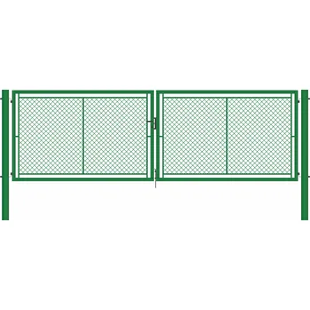 brána Brána zahradní dvoukřídlá zelená, výška 175 x 500 cm, FAB, s výplní klasického pletiva