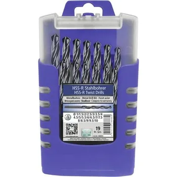 Vrták Sada vrtáků do kovu HELLER HSS-R 1,0-10,0 mm 19 dílů v balení