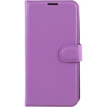 Pouzdro na mobilní telefon Litchi PU kožené peněženkové pouzdro na mobil iPhone 12/12 Pro - fialové