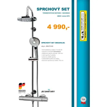 Sprchový panel Ridder BAHAMAS T 10 62 00/150 Termostatický sprchový set BAHAMAS