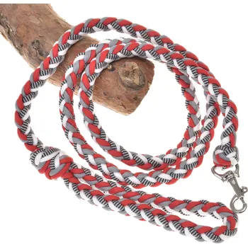 Hobby horsing Hobby Horse - pletené vodítko červená/bílá