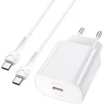 HOCO N22 Cestovní nabíječka PD25W USB-C + Kabel Type C/Type C White