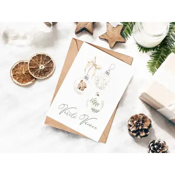 Dárková visačka Vánoční otevírací přání s obálkou - Ozdoby