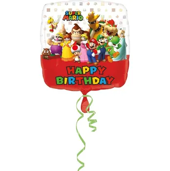 Balónek Fóliový balónek Mario Bros Happy Birthday, 18 palců, 43 cm