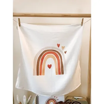 látková plena Biobavlněná čtvercová plena s textem - Rainbow