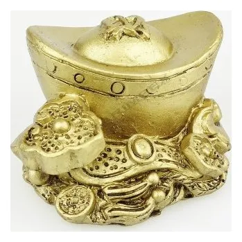 Svícen Feng Shui zlatý Ingot - Dekorace pro hojnost a prosperitu