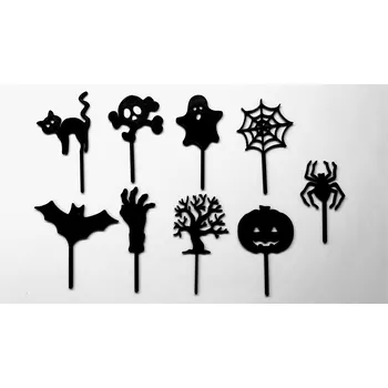 Dortová svíčka Halloween #099 zápichy cupcake - SET 9 ks