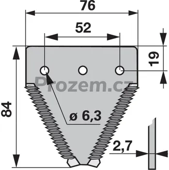 Pracovní nůž Žabka kosy horní jemné ozubení pro Claas, 84/2,7/76 mm, 41785, 4178505, 6112031, 4178502, 41785.05, 41785.02