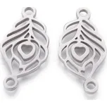 Přívěsek z nerezové oceli se dvěma očky-pírko 22x11x1,5 mm